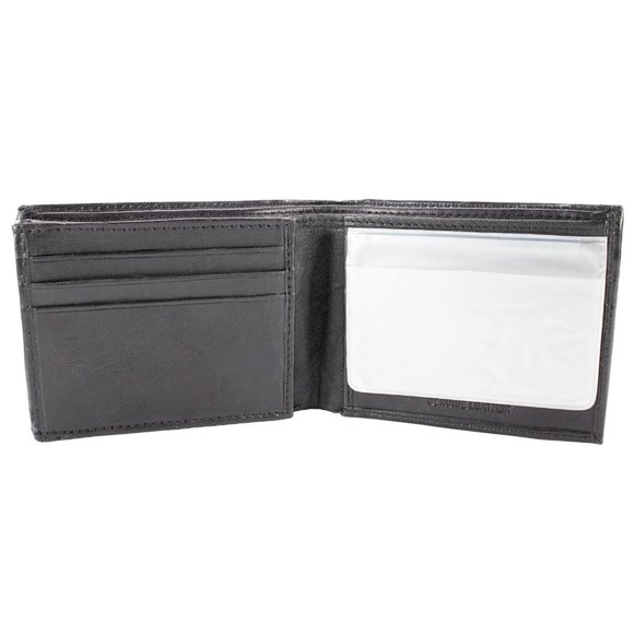 Leather Mens Wallet in Lambskin Leather, Black, Bifold Wallet - Picture 10 of 14
